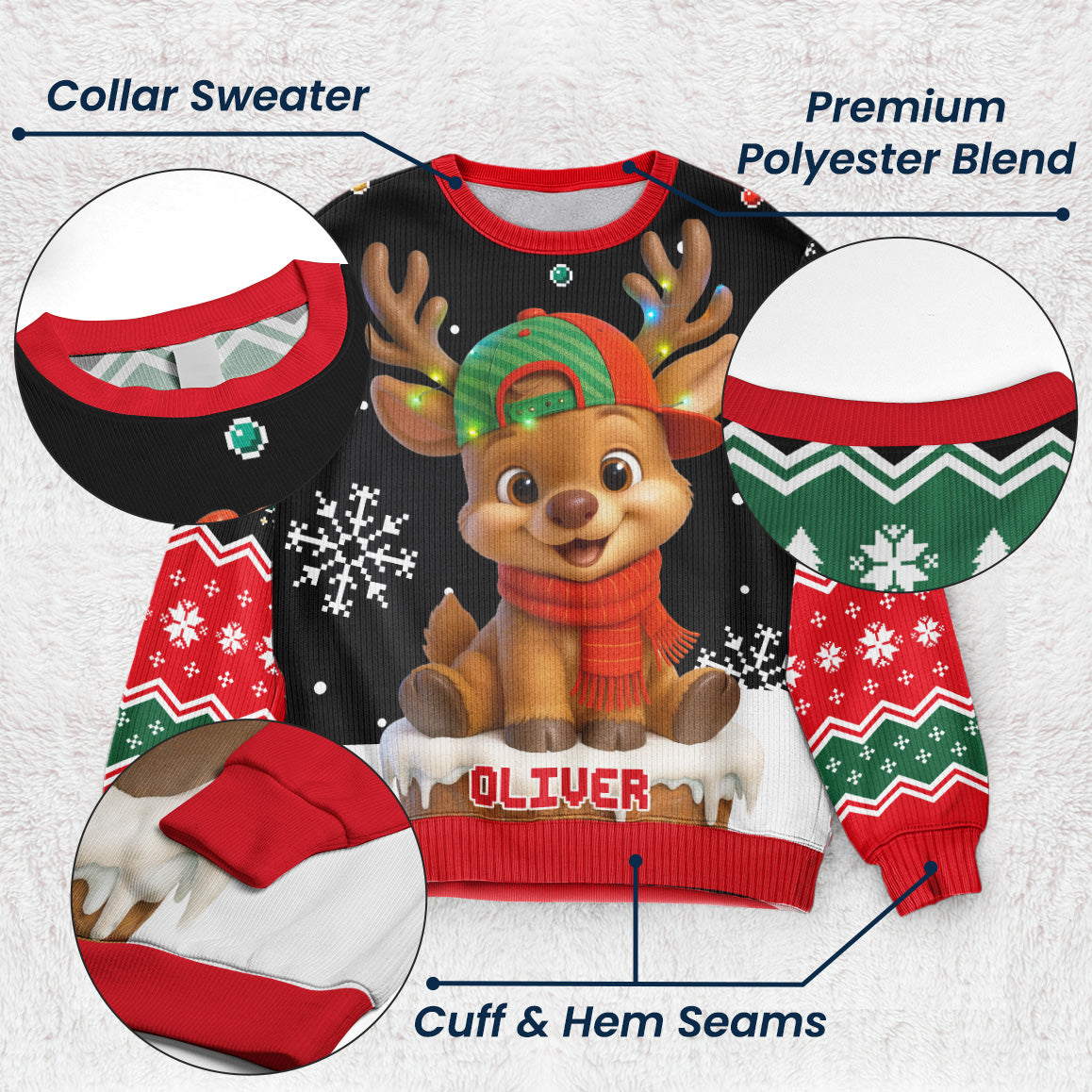 Baby Reindeer Christmas - Personalized Ugly Sweater