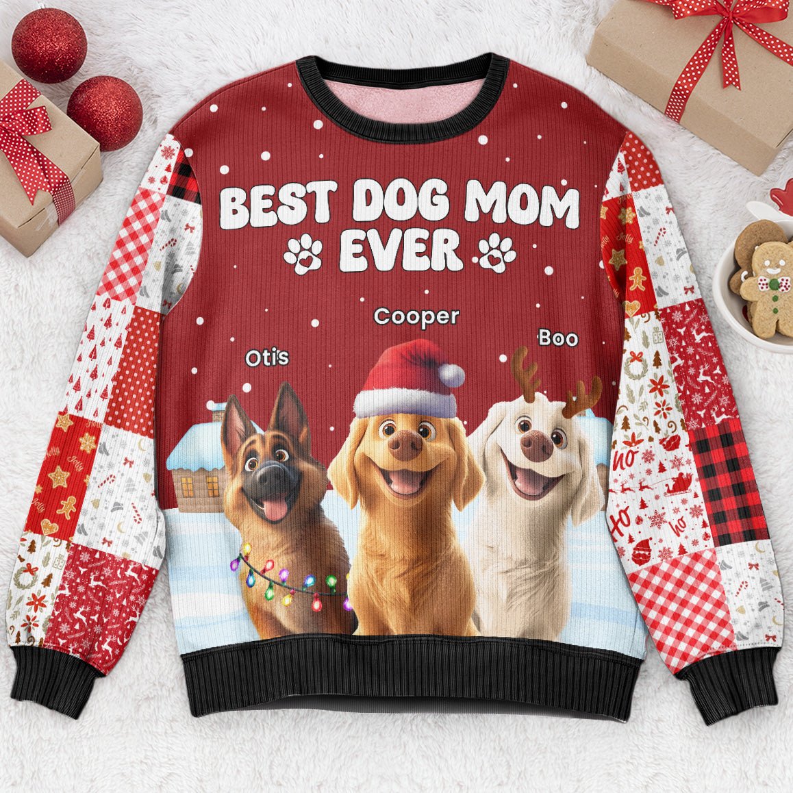 Best Dog Mom Dog Dad Ever - Personalized Ugly Sweater
