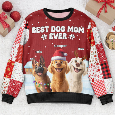 Best Dog Mom Dog Dad Ever - Personalized Ugly Sweater