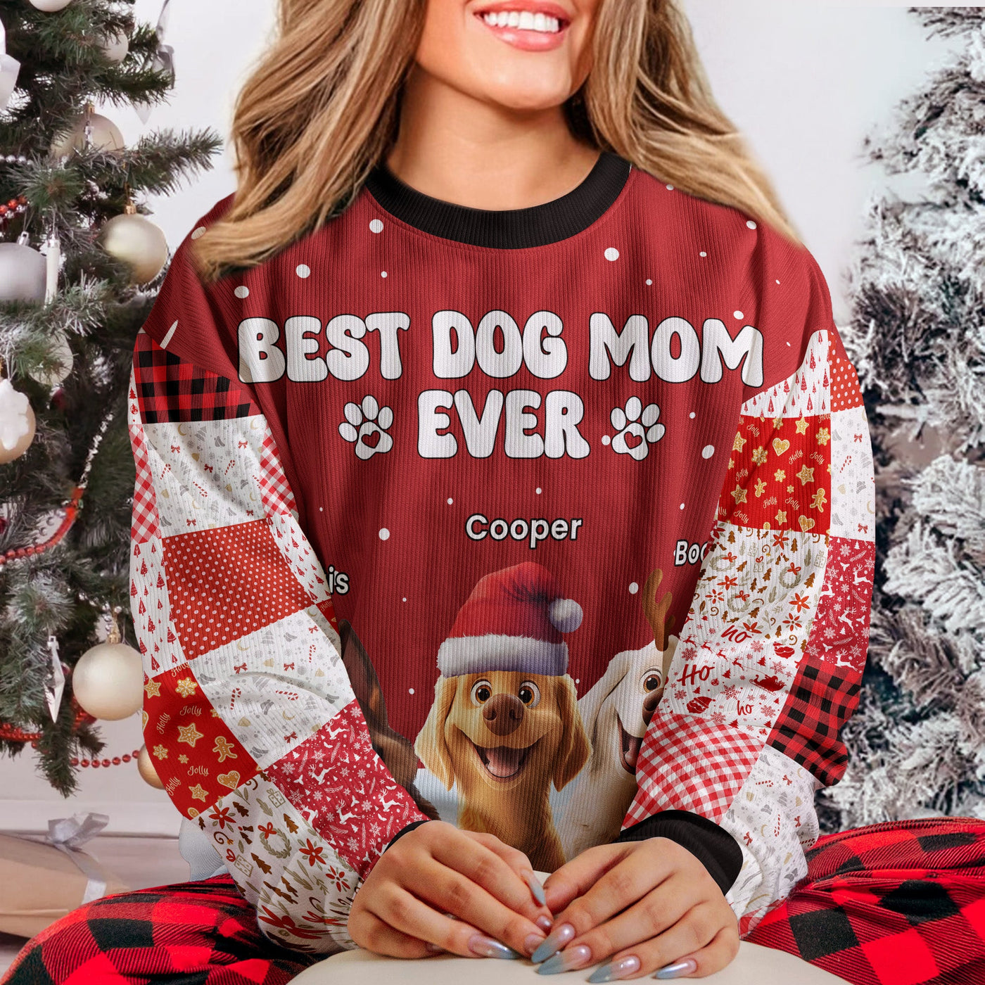 Best Dog Mom Dog Dad Ever - Personalized Ugly Sweater