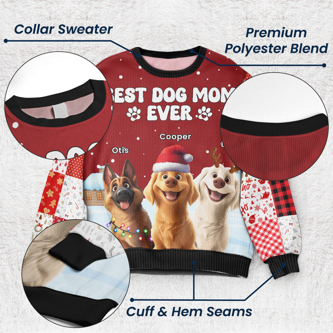 Best Dog Mom Dog Dad Ever - Personalized Ugly Sweater