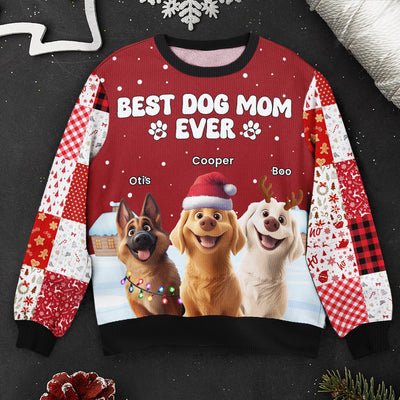 Best Dog Mom Dog Dad Ever - Personalized Ugly Sweater