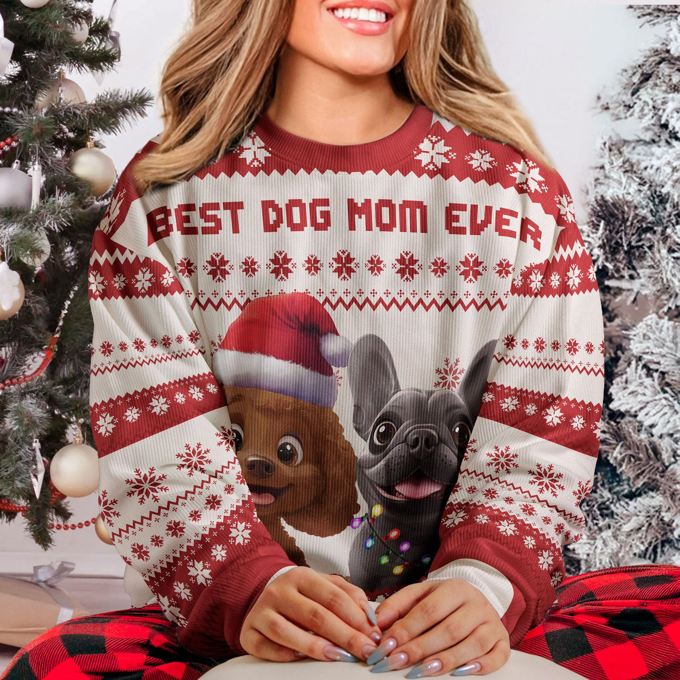 Best Dog Mom Ever - 3D Style - Personalized Ugly Sweater
