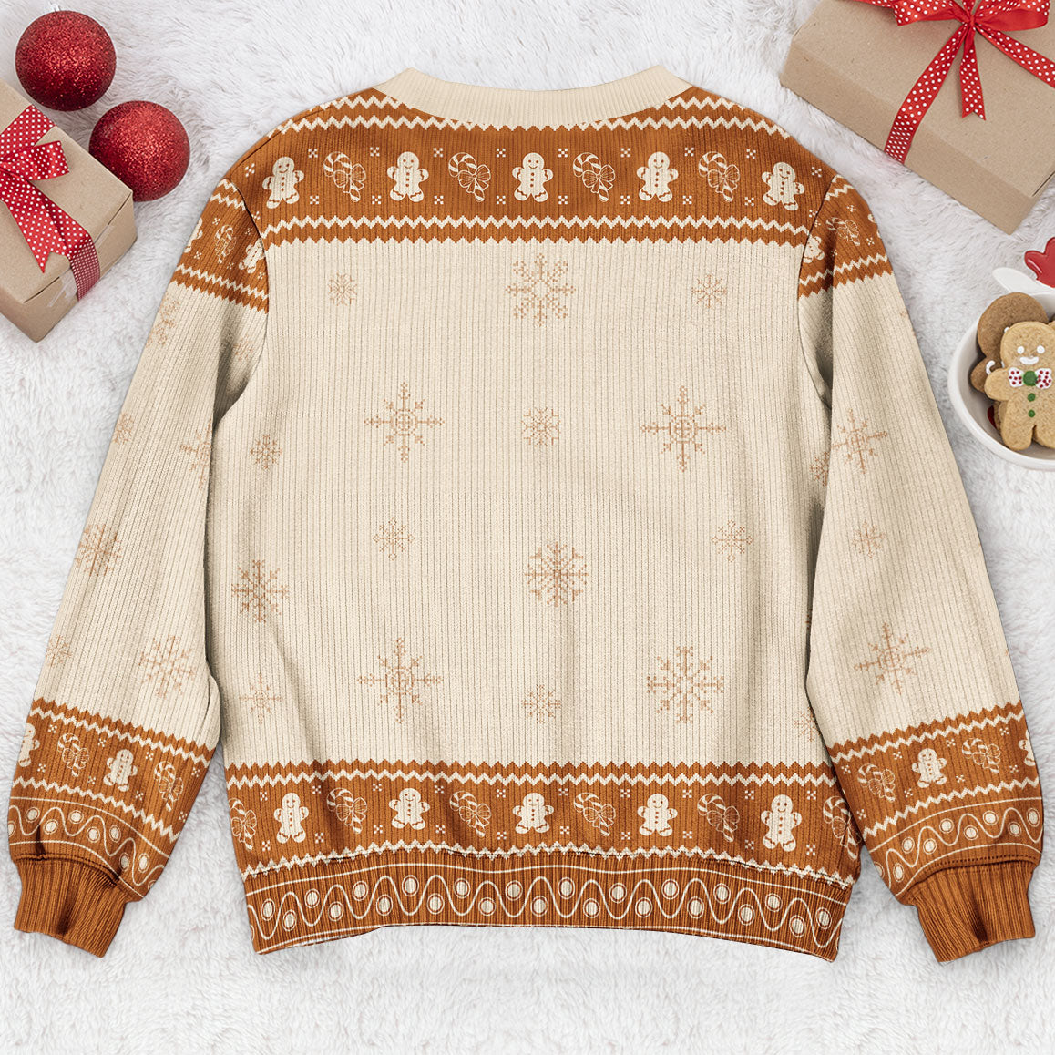 Christmas Gingerbread Family 3D Effect - Personalized Ugly Sweater