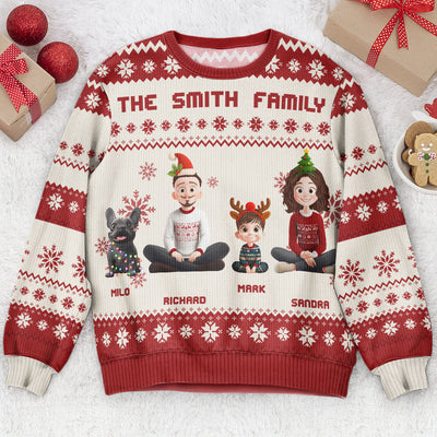 Christmas Our Family With Pet - Personalized Ugly Sweater