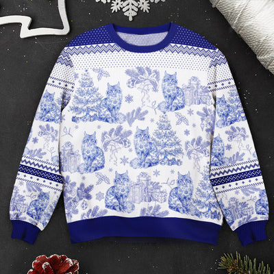 Custom Cat Breeds Christmas Tree - Toile De Jouy - Personalized Ugly Sweater