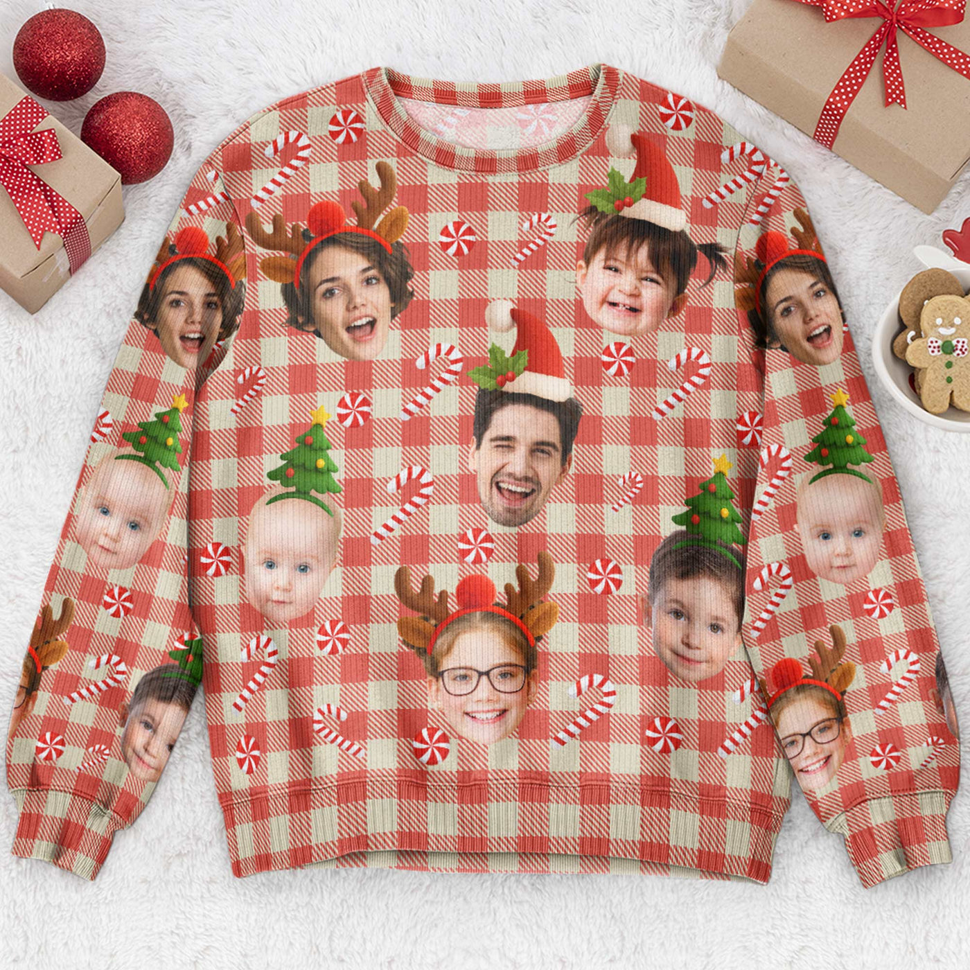 Custom Face Christmas Silly Family, Friends, Co-Workers - Personalized Ugly Sweater