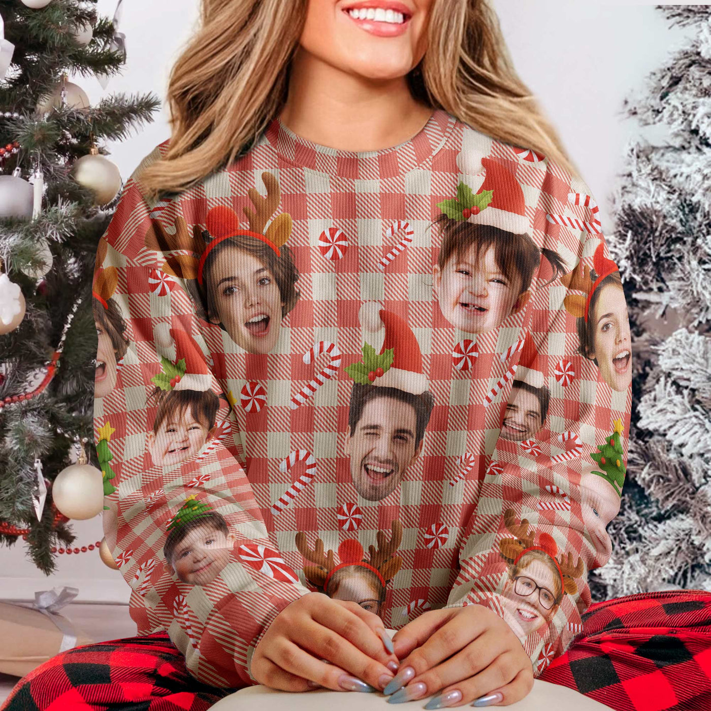 Custom Face Christmas Silly Family, Friends, Co-Workers - Personalized Ugly Sweater