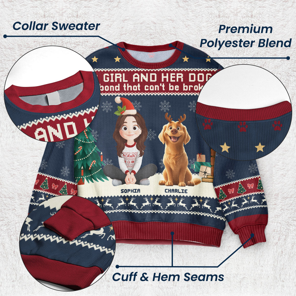 Girl And Her Dog - Bond That Can't Be Broken - Personalized Ugly Sweater