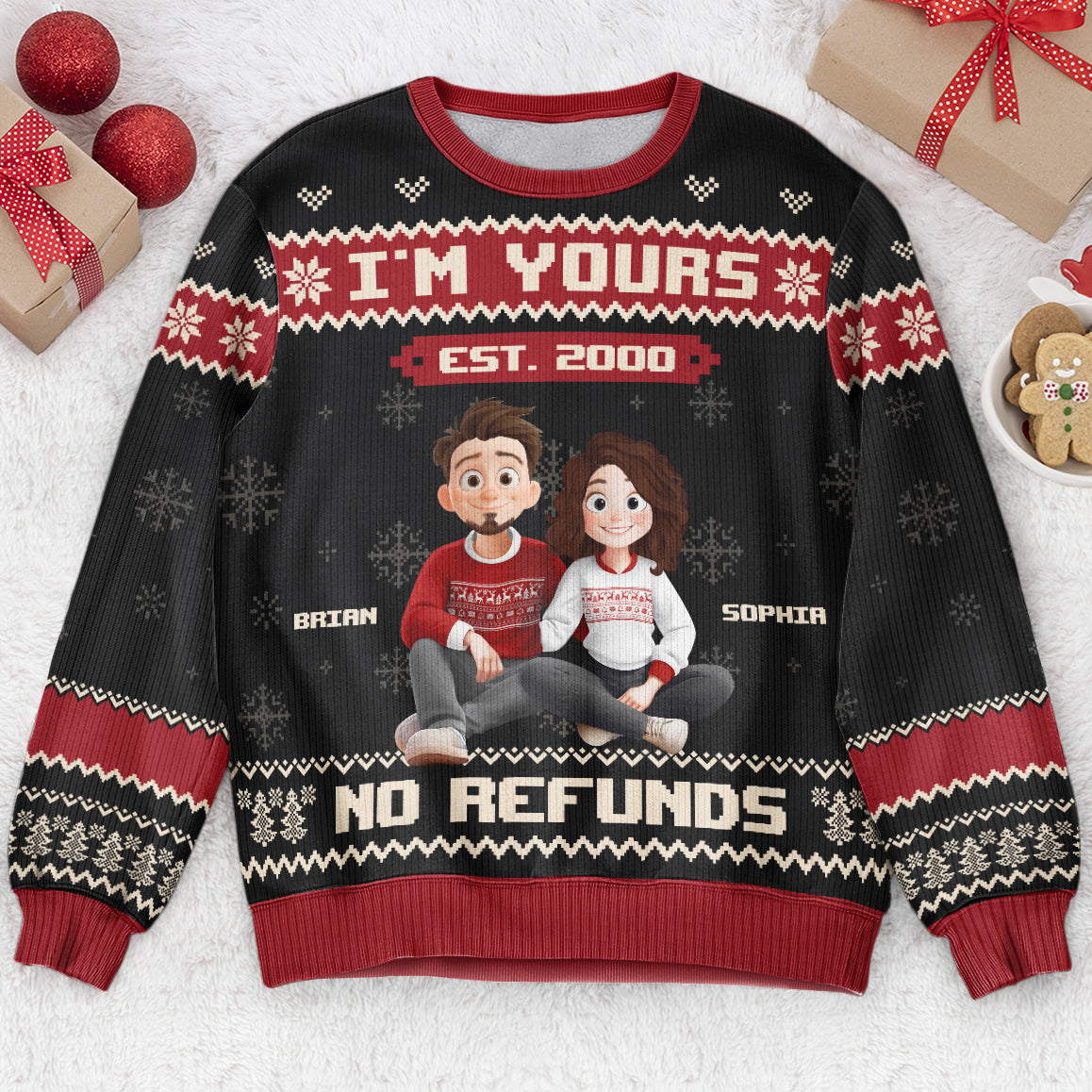 I'm Yours No Refunds Funny Couple Sweater - Personalized Ugly Sweater