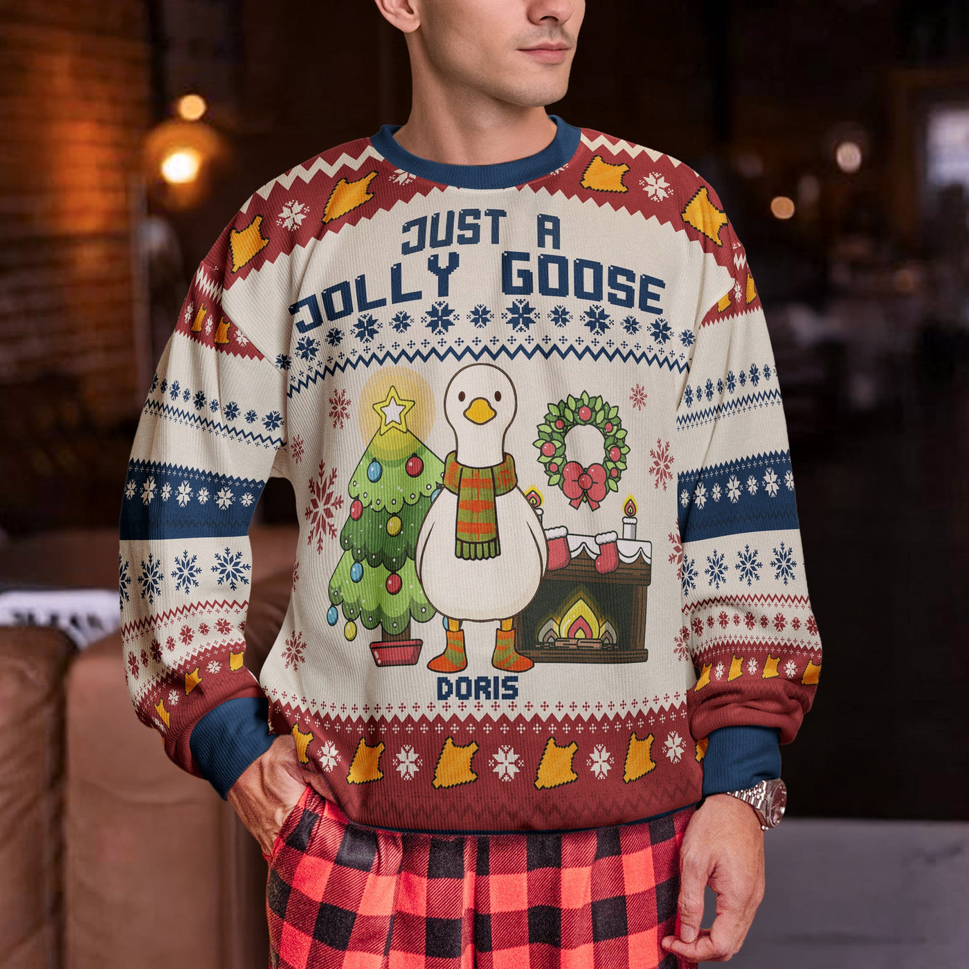 Just A Jolly Goose - Personalized Ugly Sweater