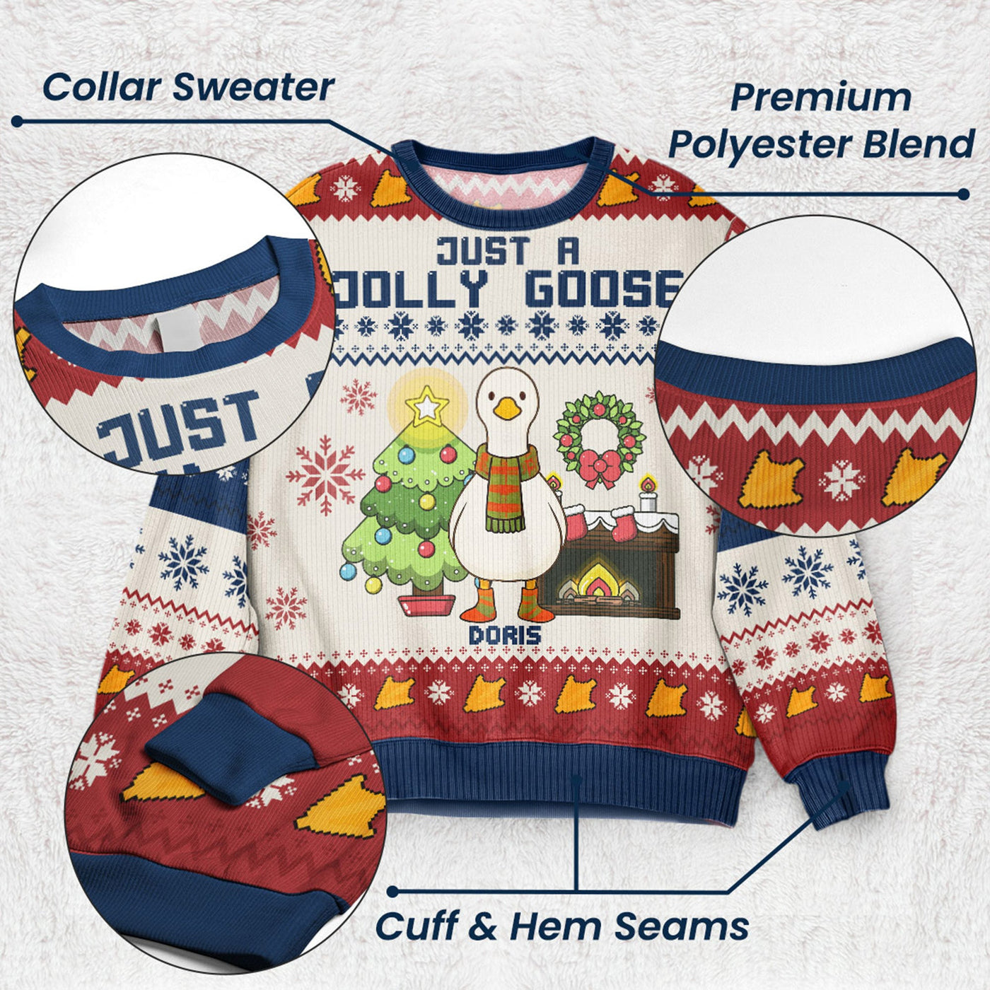 Just A Jolly Goose - Personalized Ugly Sweater