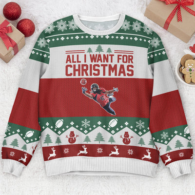 More Time Play Football - Personalized Photo Ugly Sweater