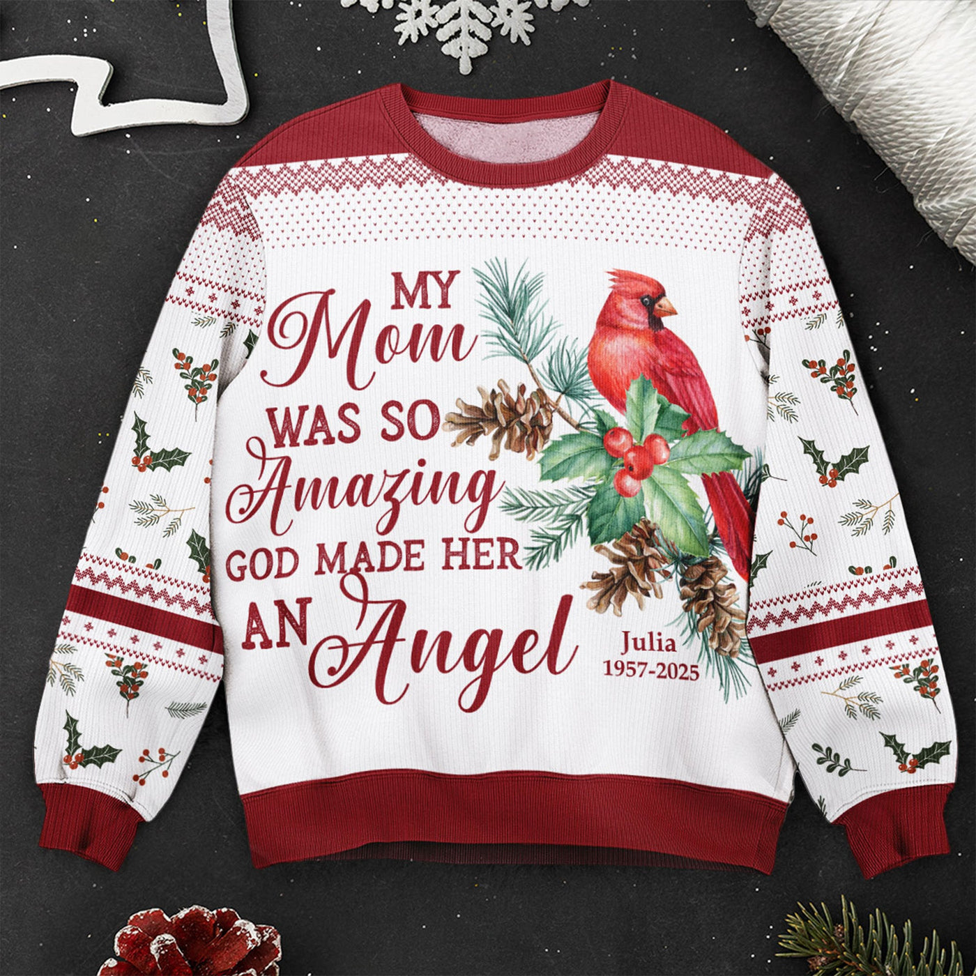 My Angels, Memorial Cardinal - Personalized Ugly Sweater