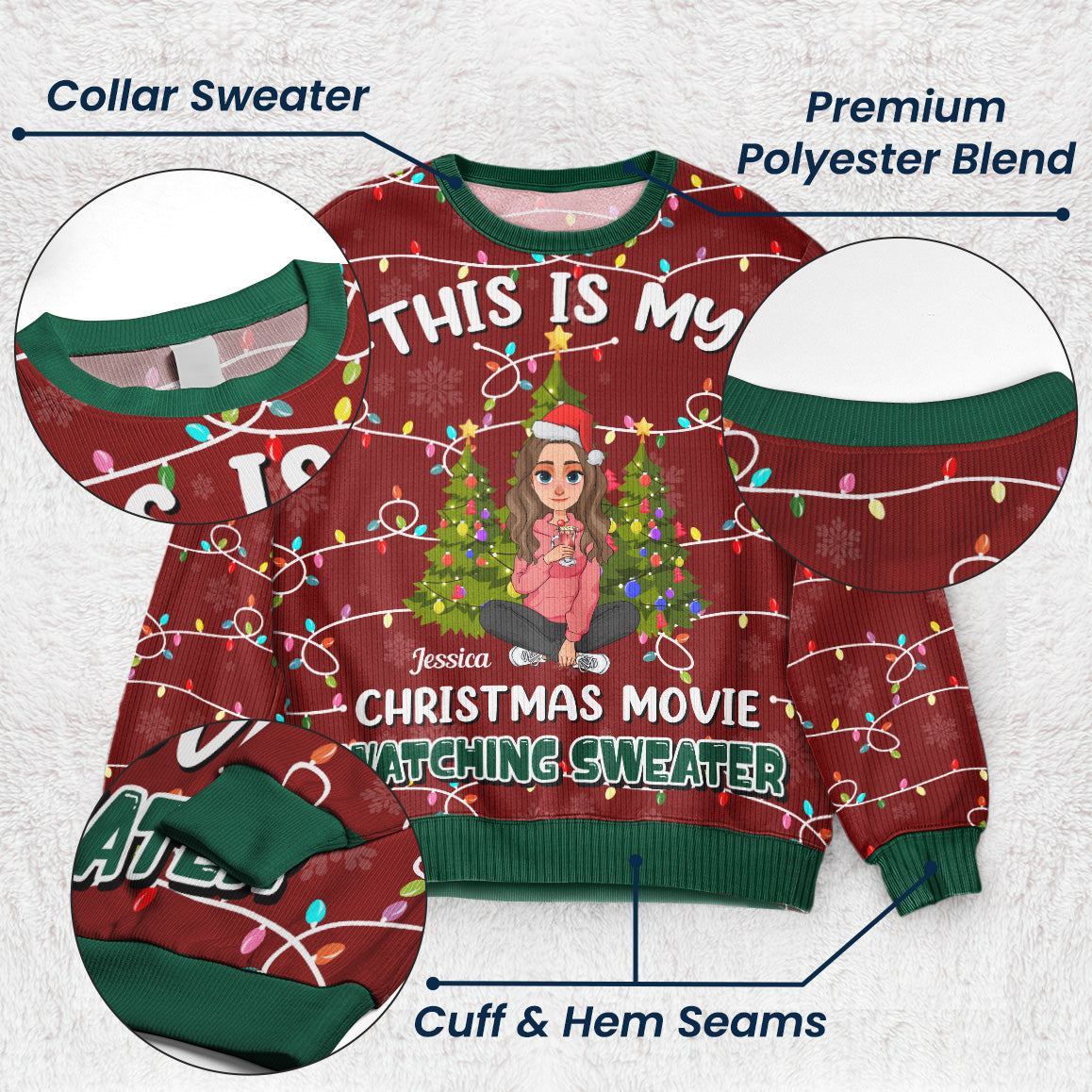 My Christmas Movie Watching Sweater - Personalized Ugly Sweater