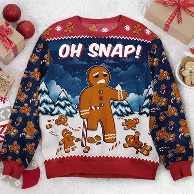 Oh Snap Gingerbread Funny For Men, Women - Personalized Ugly Sweater