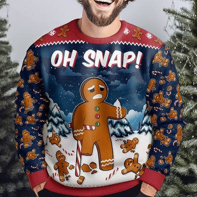 Oh Snap Gingerbread Funny For Men, Women - Personalized Ugly Sweater