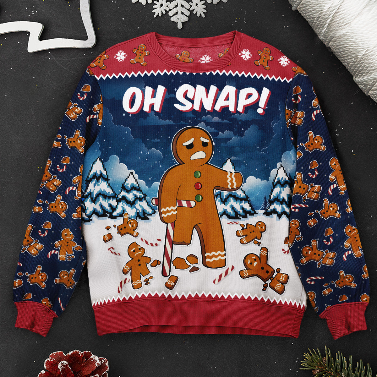 Oh Snap Gingerbread Funny For Men, Women - Personalized Ugly Sweater