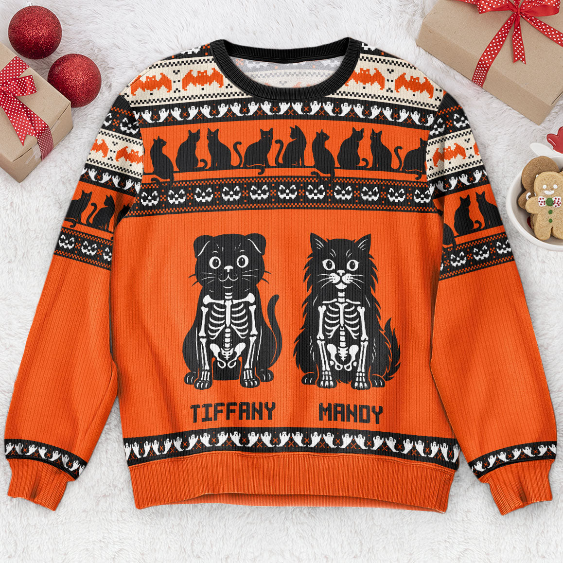 Pumpkins Cats Dogs Skeleton Halloween Fall Witch - Personalized Halloween Sweater