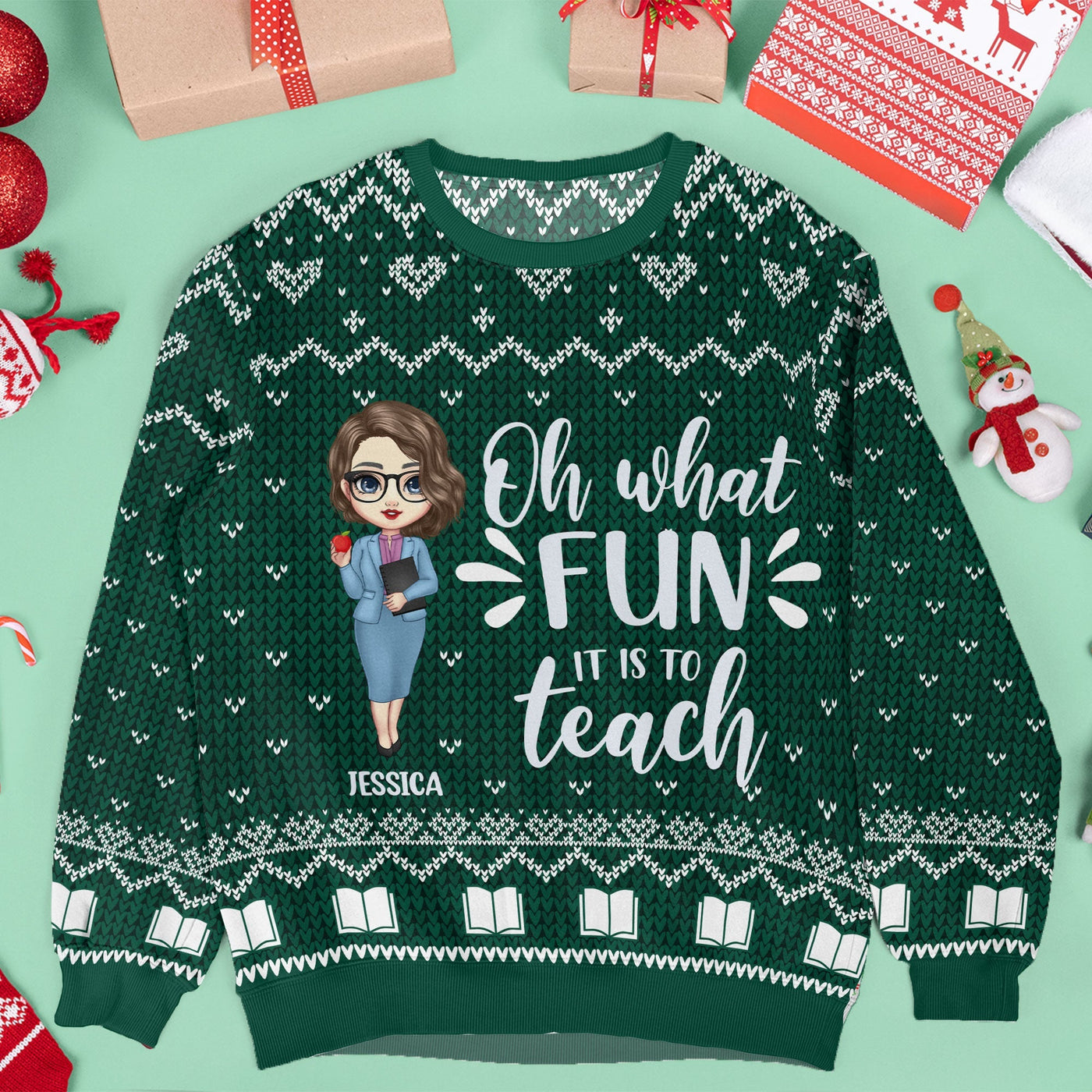 Santa's Favorite Teacher - Personalized Ugly Sweater