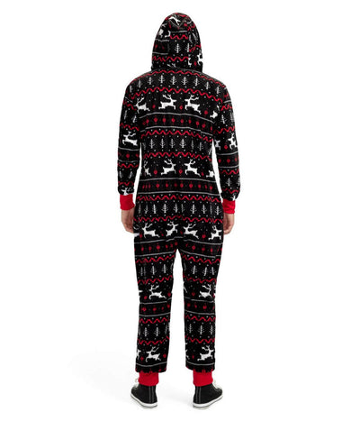 Men's Black and Red Fair Isle Jumpsuit