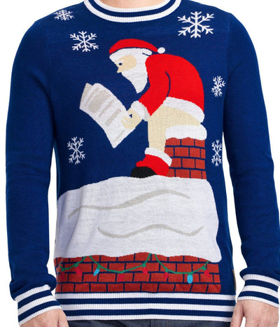 Men's Santa's Log on the Fire Ugly Christmas Sweater