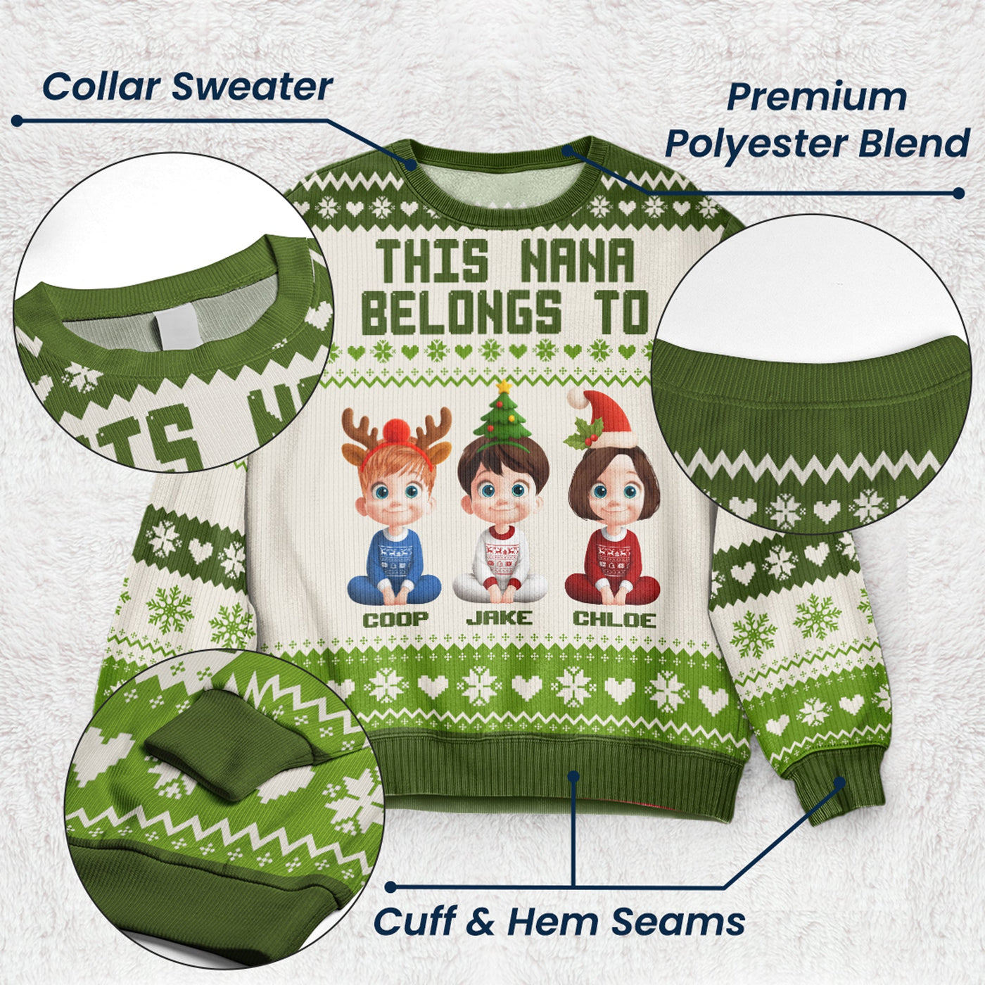 This Grandma Belongs To Grandkids - Personalized Ugly Sweater