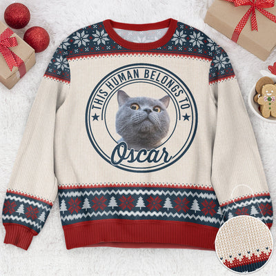 This Human Belongs To - Personalized Ugly Sweater
