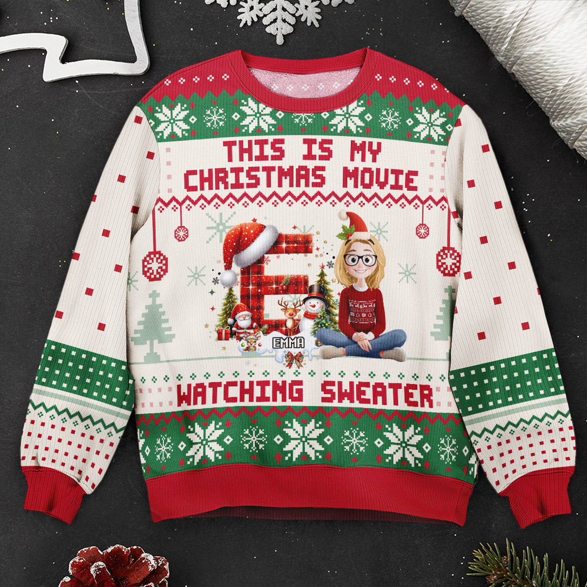 This Is My Christmas Movie Watching Sweater - Personalized Ugly Sweater