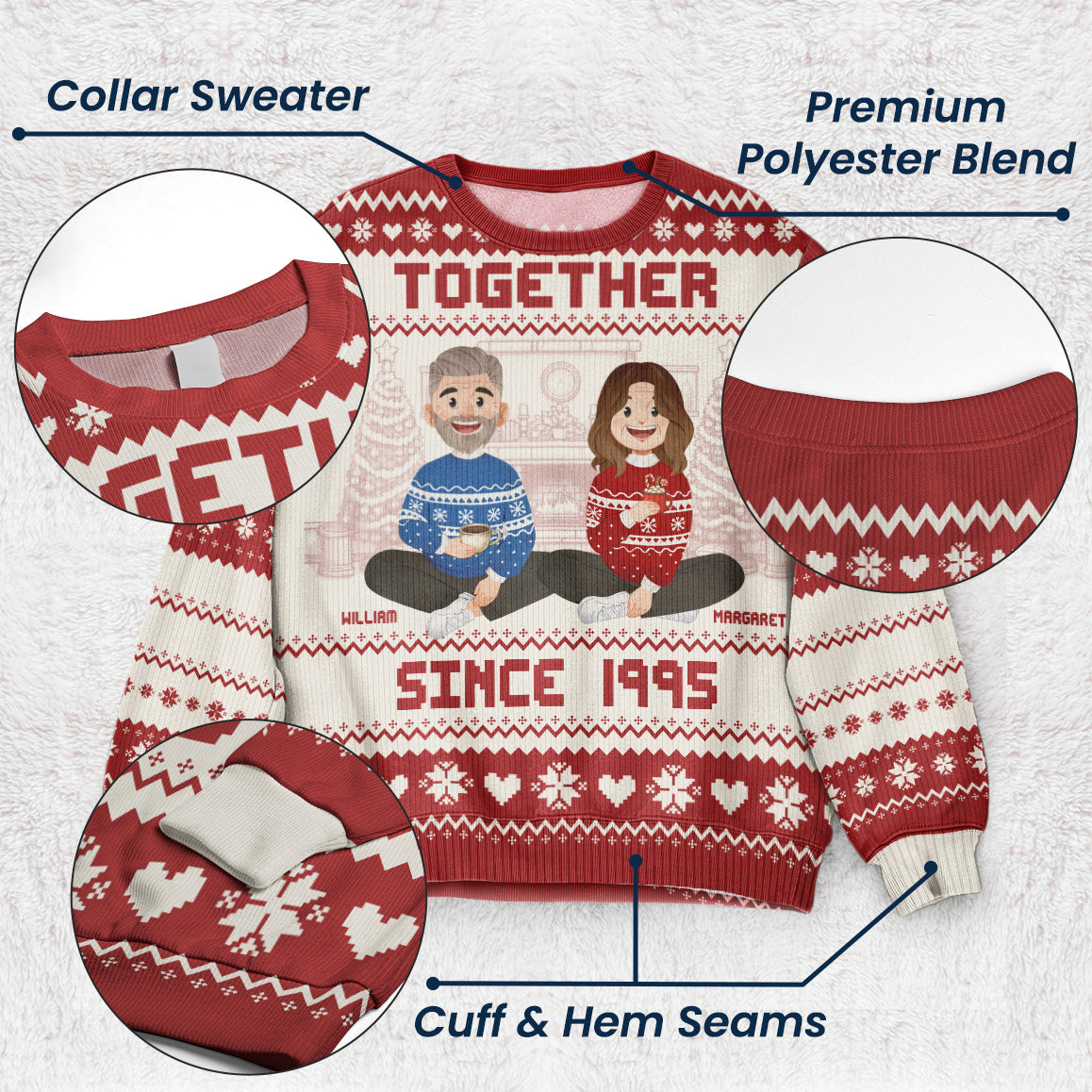 Together Since Couple Christmas Ugly Sweater New Version - Personalized Ugly Sweater