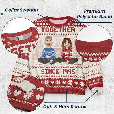 Together Since Couple Christmas Ugly Sweater New Version - Personalized Ugly Sweater