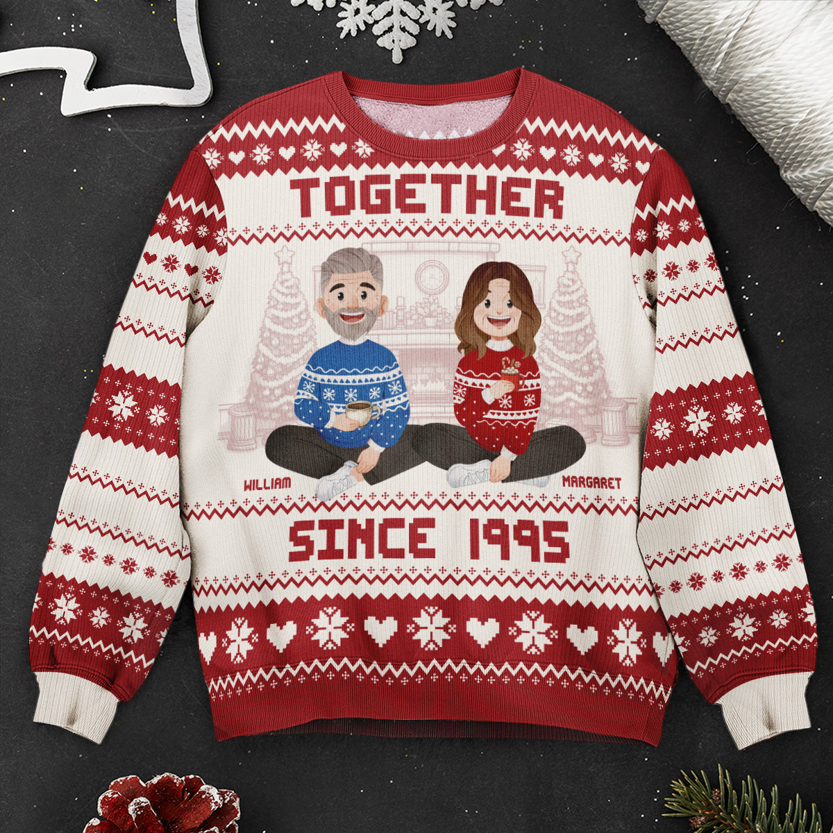 Together Since Couple Christmas Ugly Sweater New Version - Personalized Ugly Sweater