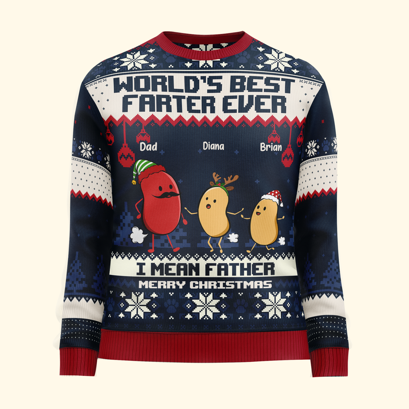 World's Best Farter Ever I Mean Father Christmas Ver - Personalized Ugly Sweater