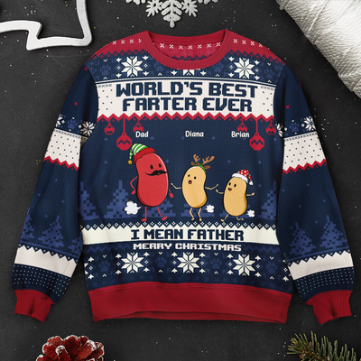 World's Best Farter Ever I Mean Father Christmas Ver - Personalized Ugly Sweater