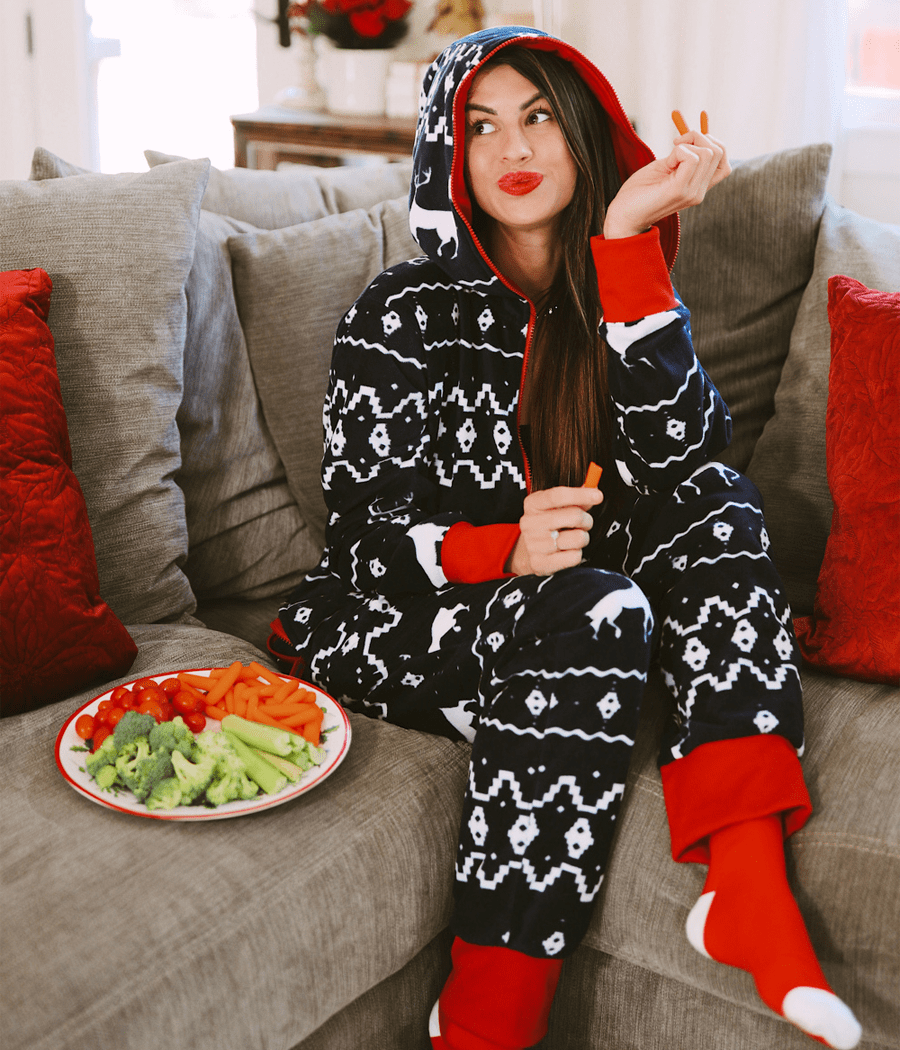 Women's Blue Reindeer Jumpsuit